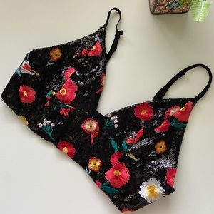 Forever 21 Floral sequins bralette top